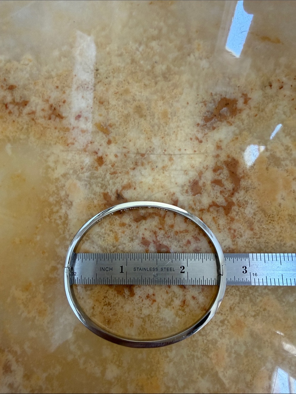 New white stainless steel Bangle with CZ stones size 19 - Picture 5 of 7